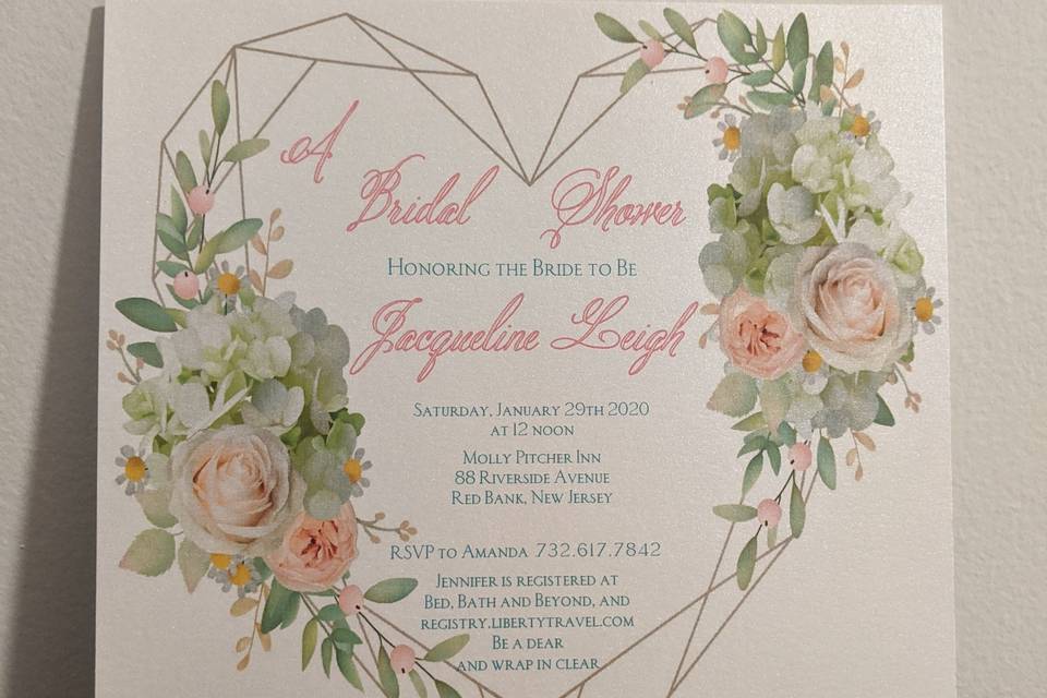 Heart flower invitation