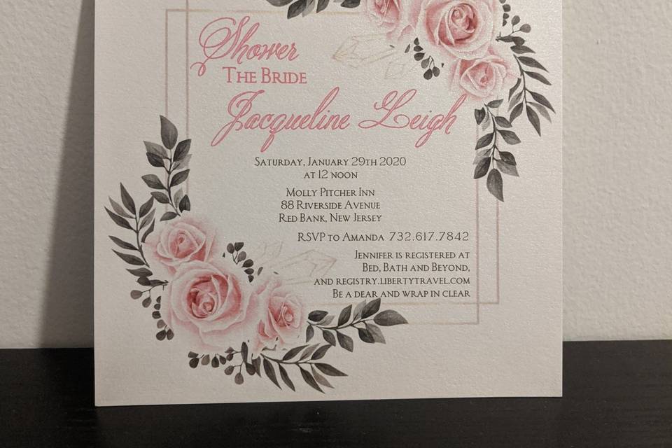 Pink flower invitation