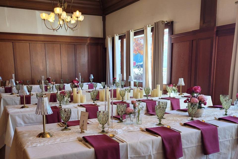 White gold and maroon