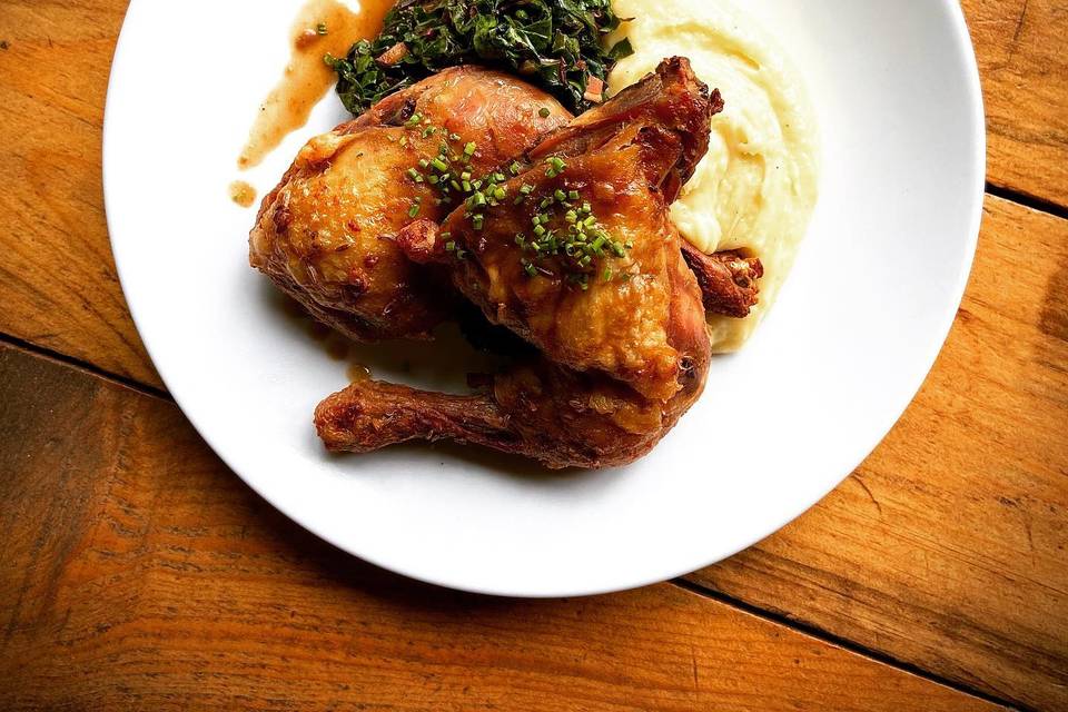 Chicken confit with swiss chard