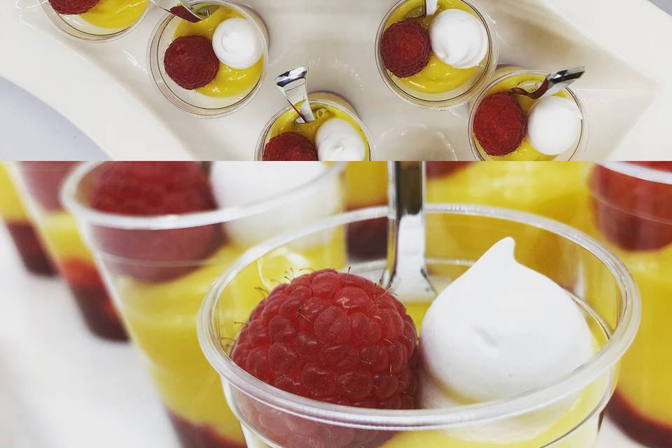 Mini lemon and raspberry cups