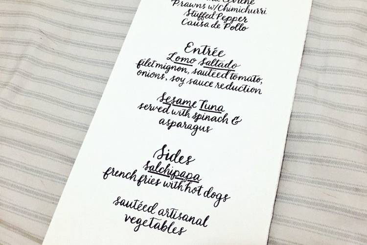 Whimsical menu