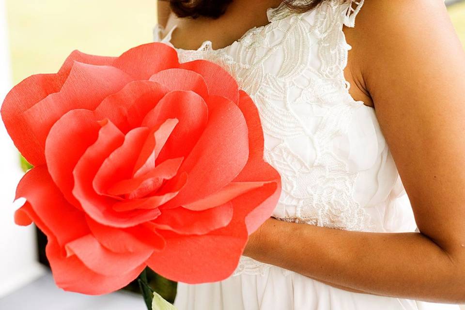 Giant paper Rose in Coral and Salmon Italian Crepe Paper