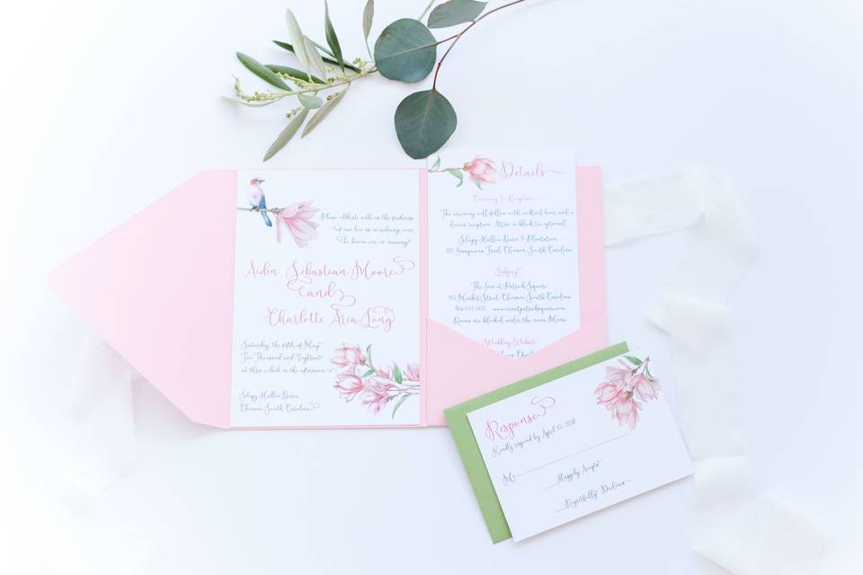 Pink Pocket Invitation Suite