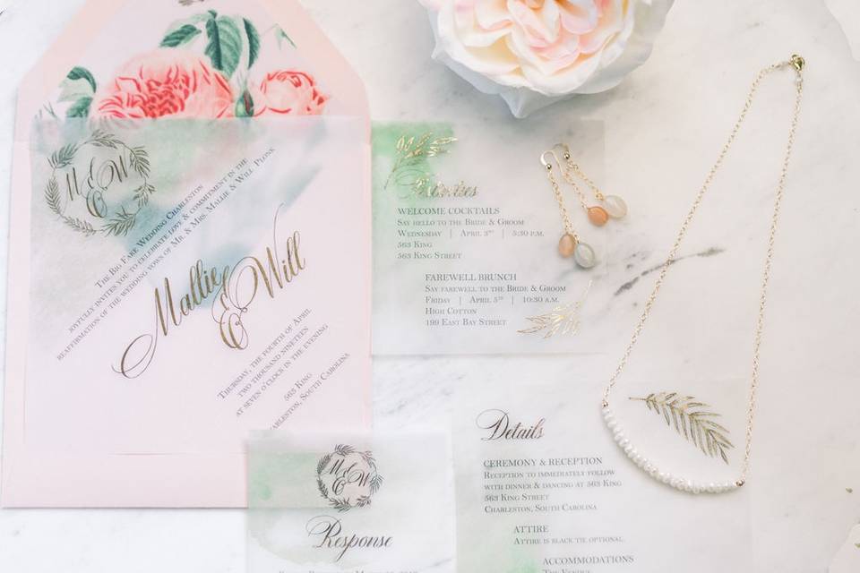 Vellum and Foil Invitations