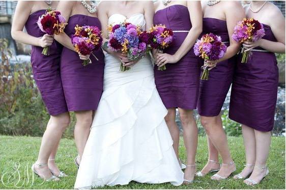 Bouquets of bride and bridesmaids