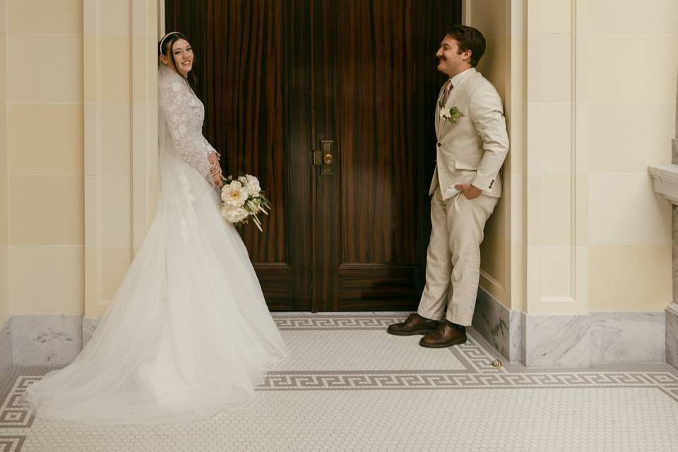 Couple looking at each other