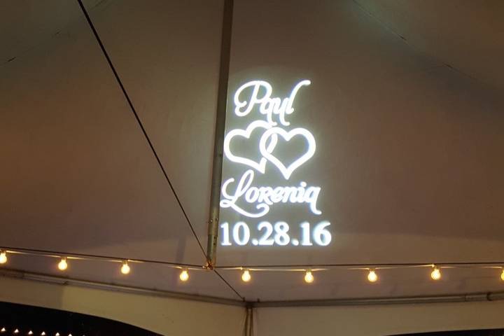 Paul & Lorenia Wedding Custom Image Gobo Projection.