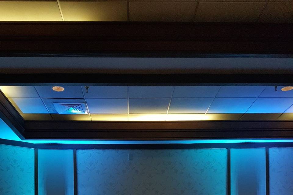 Uplighting in Waikiki Ballroom at Hale Koa Hotel with our RGBWA+UV Battery Powered fixtures