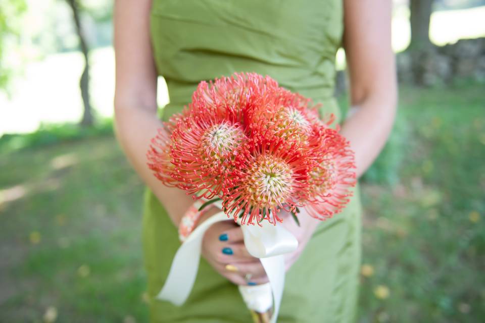 The bride holding her bouquet