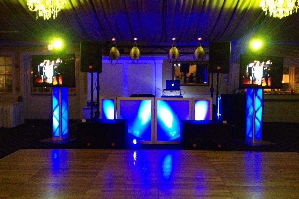 DJ booth setup and lighting