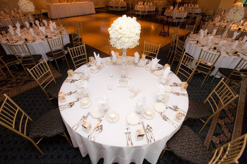 Table setting in a white set-up