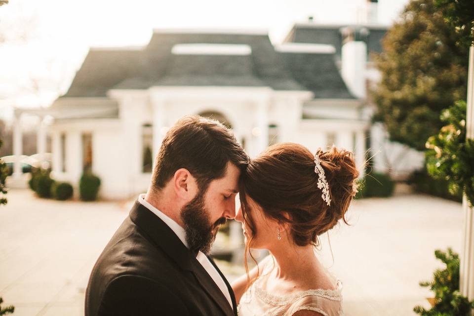 Newlyweds looking at each other