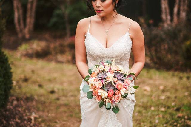 Holding bouquet