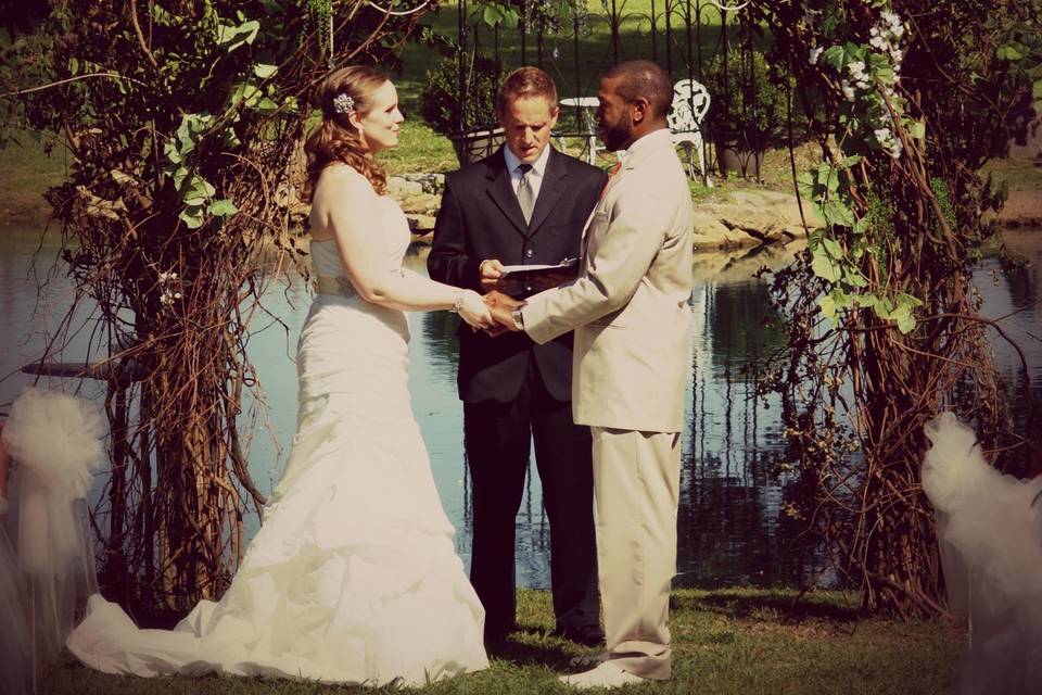 Ceremony arch at abella farms