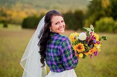 The bride holding her bouquet