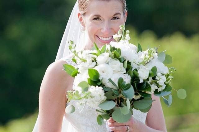 The bride holding her bouquet