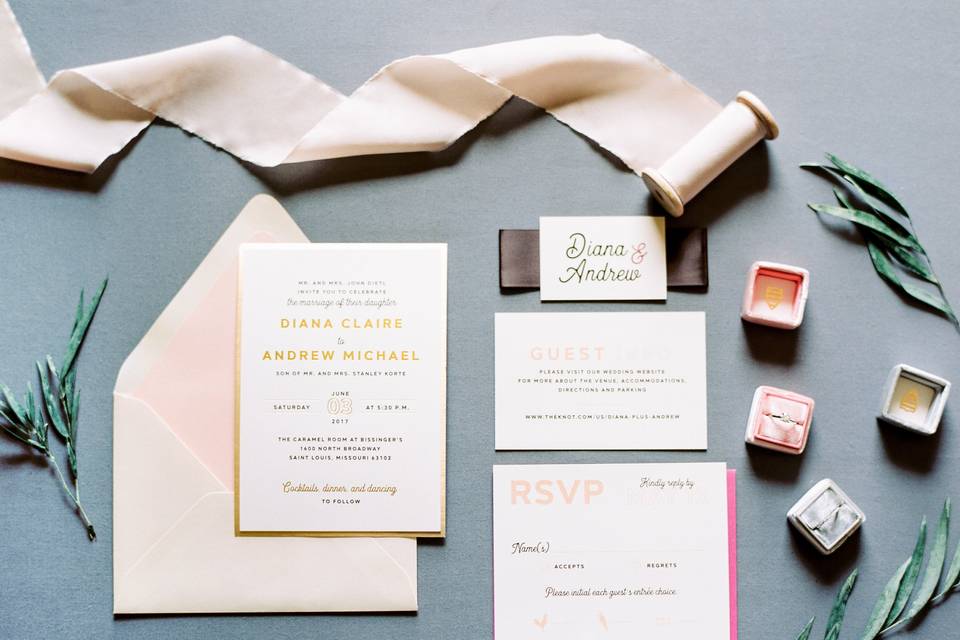 Gold foil and bright pinks