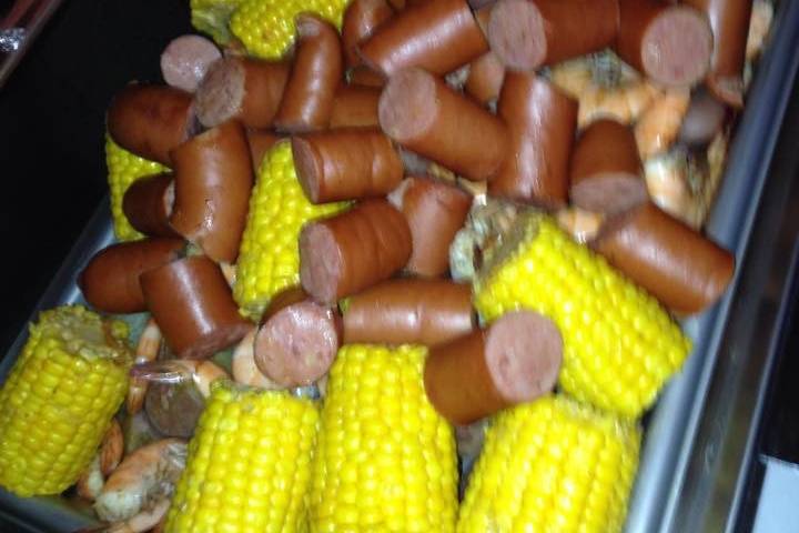 Sausages and corn