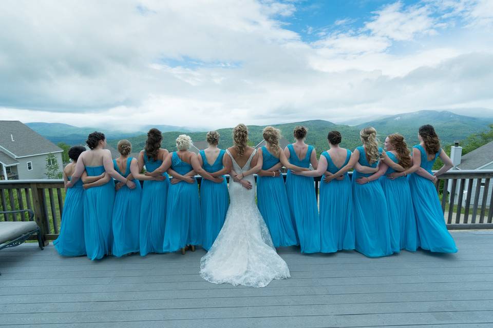 Bridal party overlooking the view