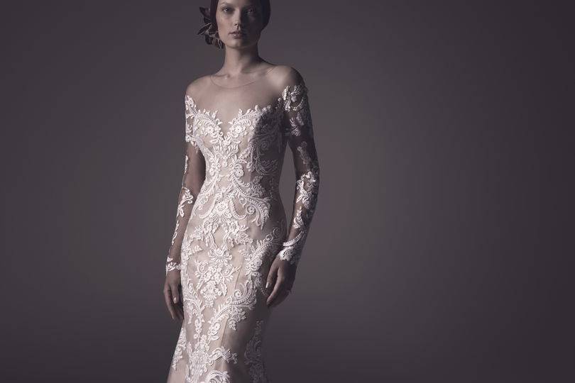 Sleeved off-shoulder wedding dress