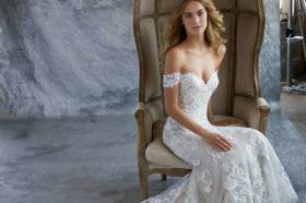 Off-shoulder bridal gown