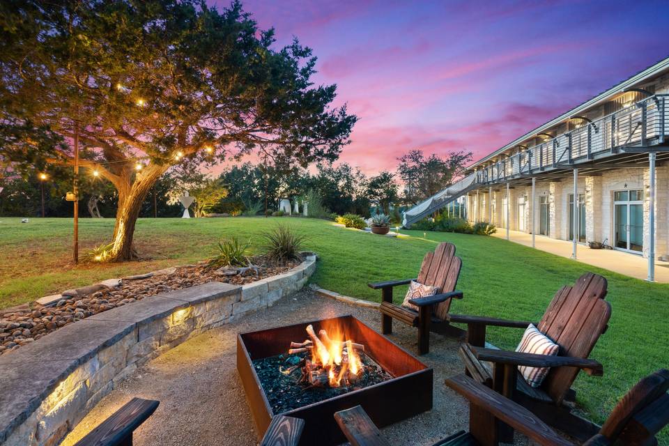 Fire pit at sunset