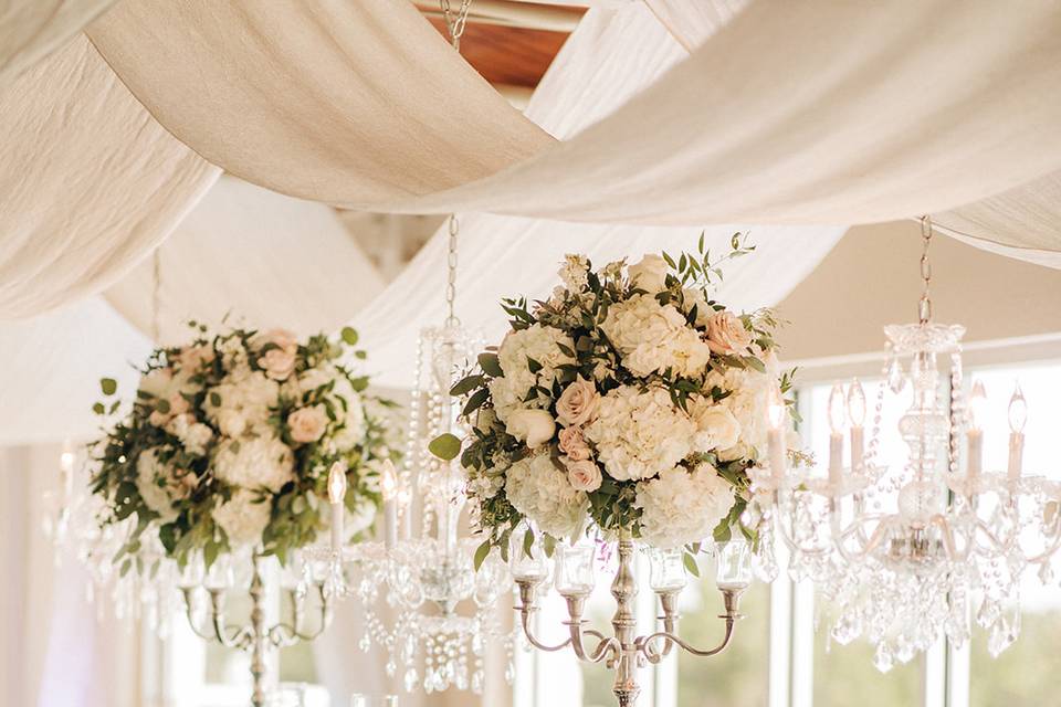 Head table with silver accents