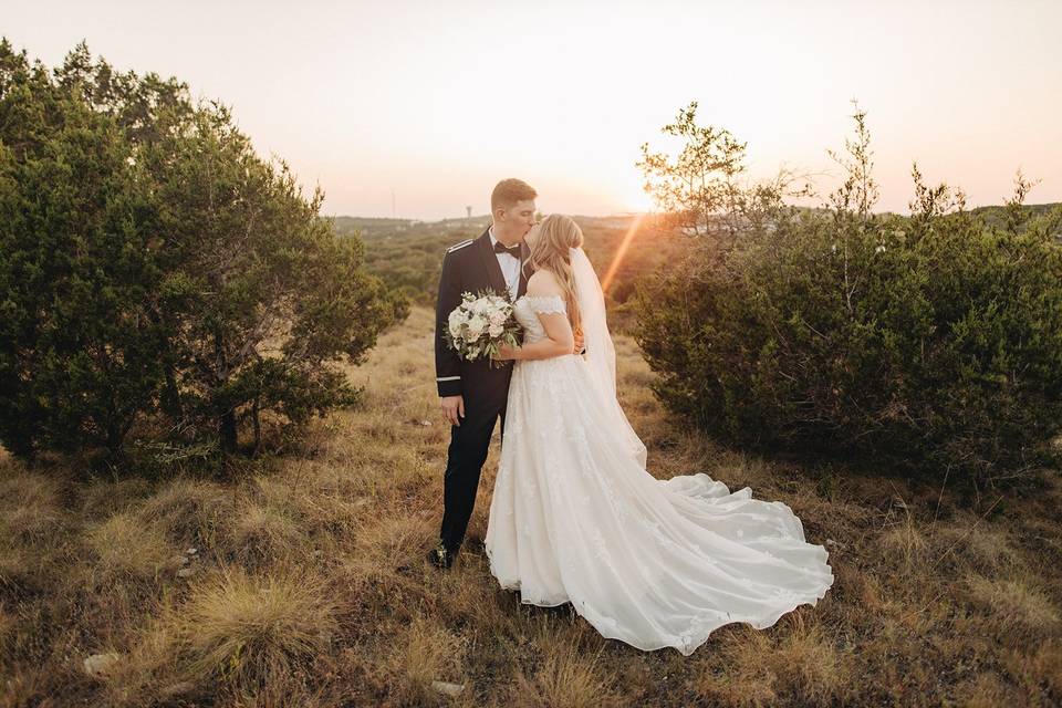 Sunset with Bride and groom