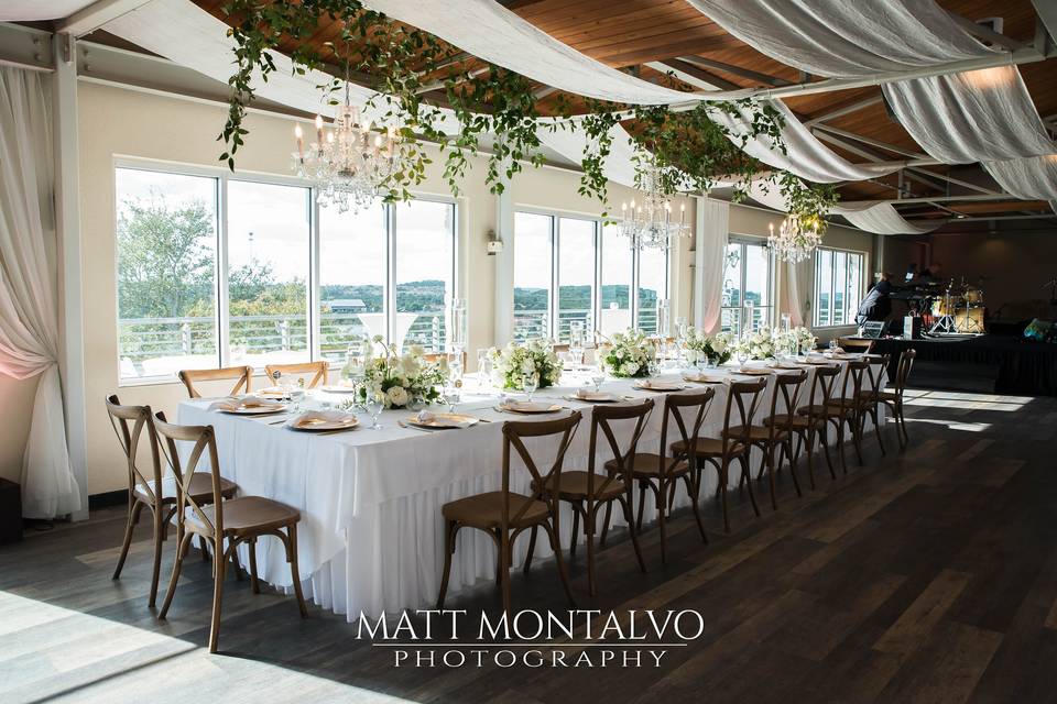 Head table with floral