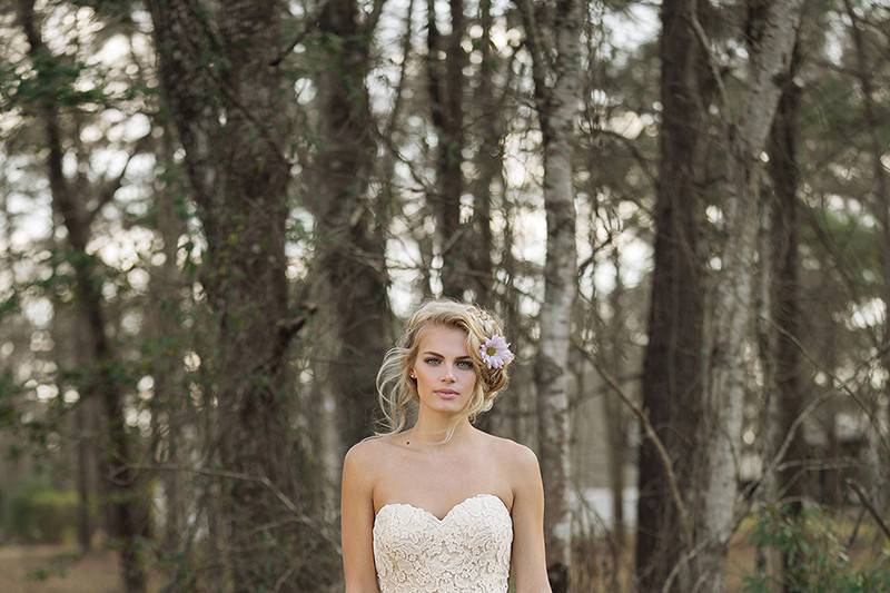 6463	<br>	Catch his eye in this unique V-neck allover lace gown with eyelash lace details at the neckline, bell sleeves, illusion back, and chapel length train.