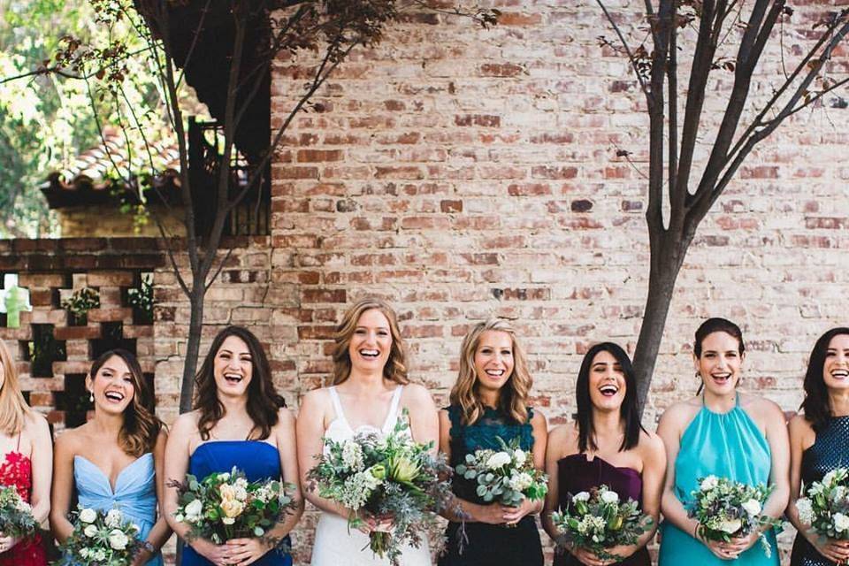 Bride with her bridesmaids