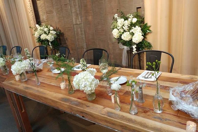 Long table setup with centerpiece