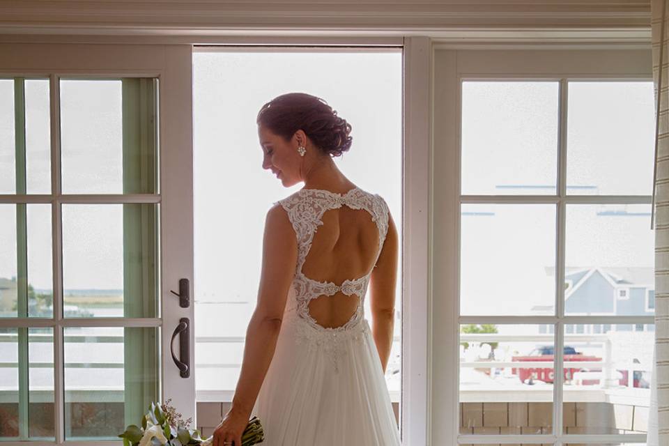 The bride holding her bouquet