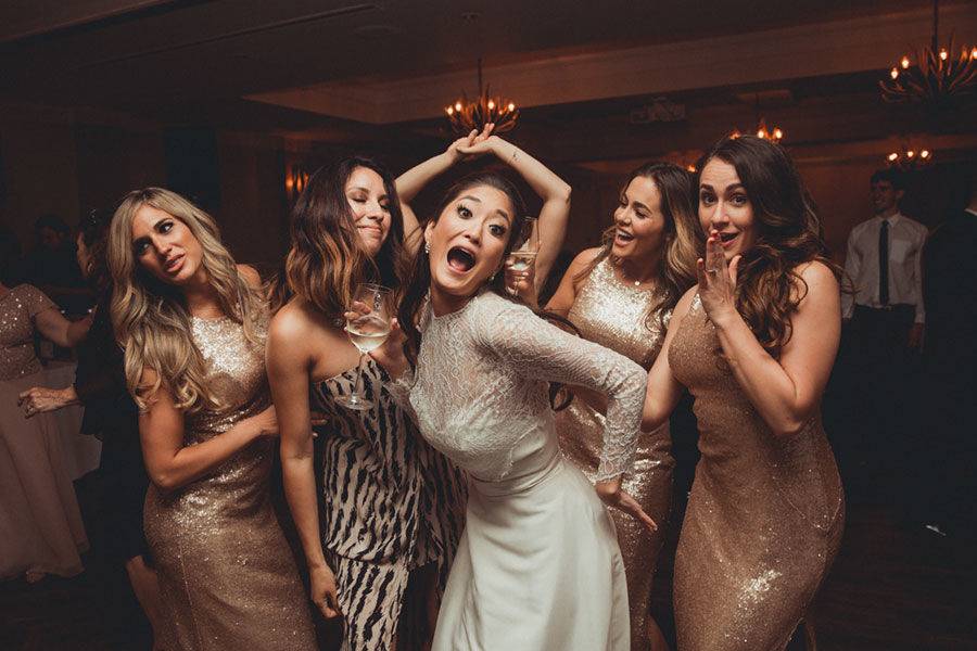 The bride with her bridesmaids