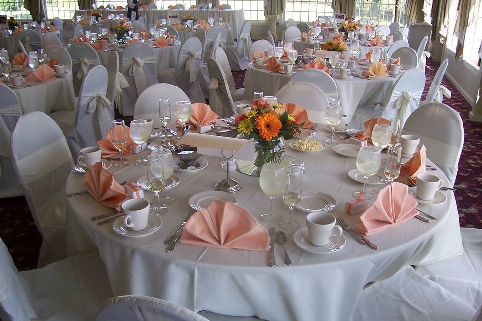 White & Peach Table