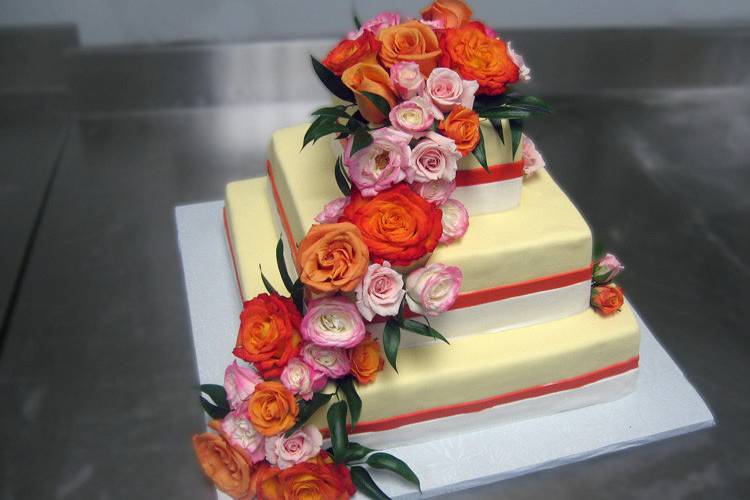 wedding cake with flowers