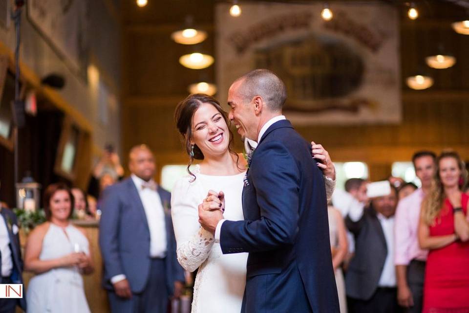 Newlyweds dancing