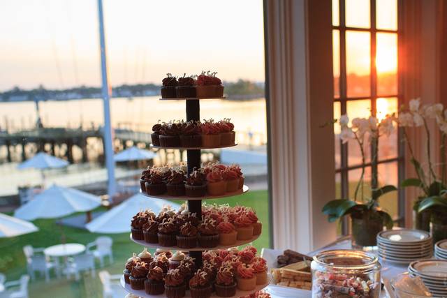 Monogrammed cupcake tower and biscotti platter instead of traditional wedding cake.
Wedding date - May 2013, Stamford, CT