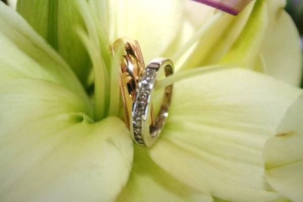 Rings on the Bridal flowers