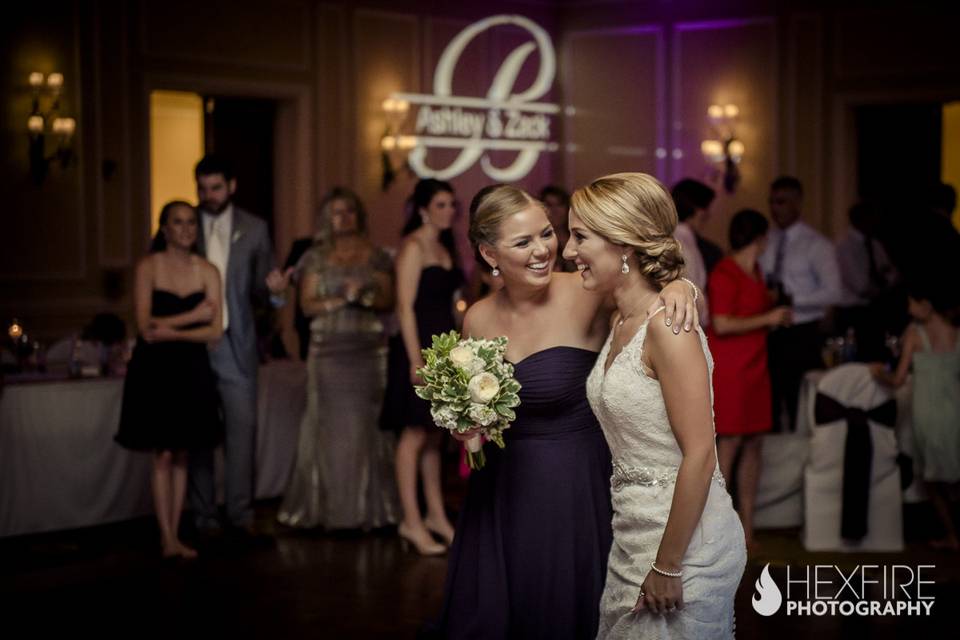 Bride with bridesmaid