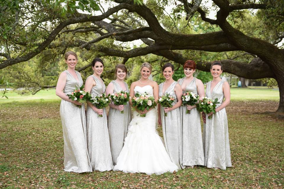 Bride and her bridesmaids