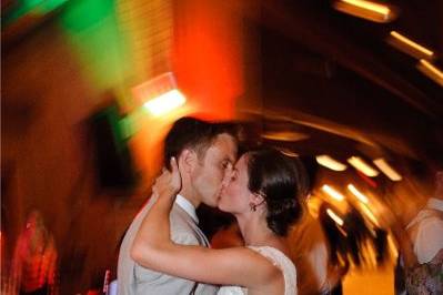 Newlyweds kissing