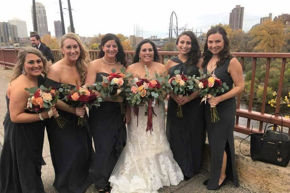 Bride with bridesmaids