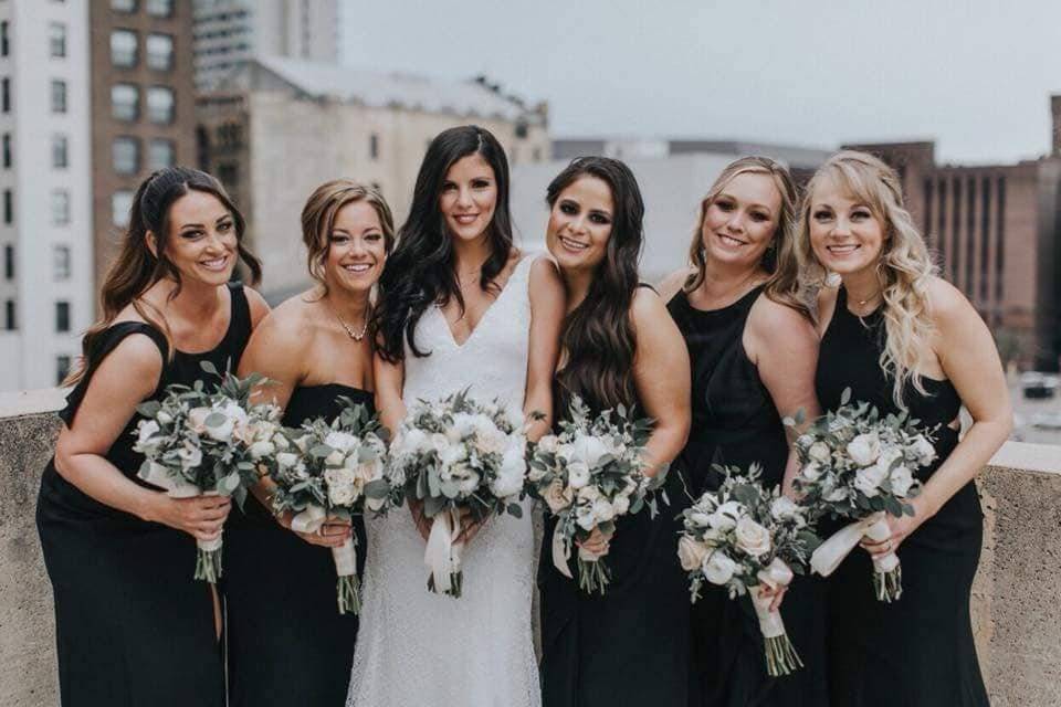 Bride with bridesmaids