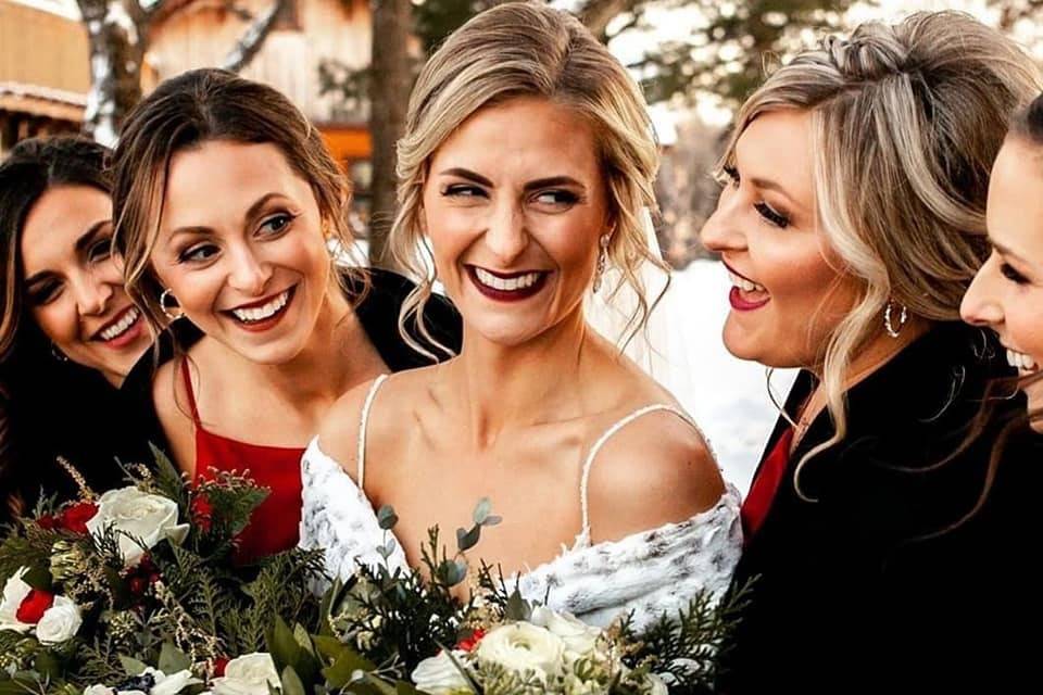 Bride and bridesmaids