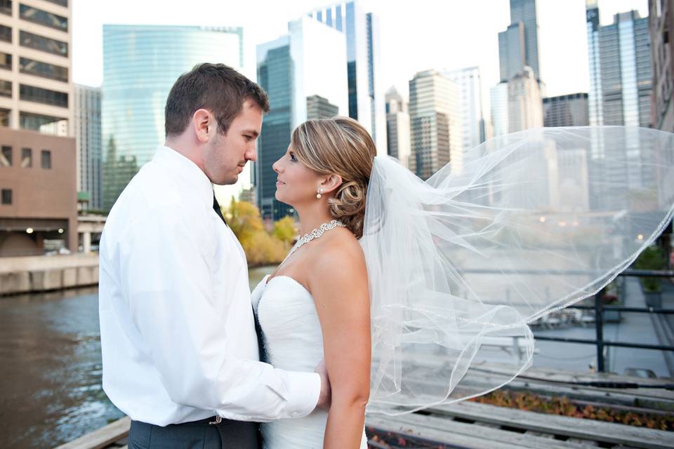 Brittany and Spencer's Chicago, Illinois wedding in the Loop Downtown and on the campus of Loyola University along Lake Michigan | Couples Portraits