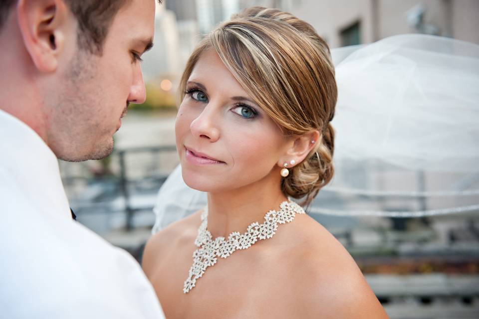 Brittany and Spencer's Chicago, Illinois wedding in the Loop Downtown and on the campus of Loyola University along Lake Michigan | Couples Portraits