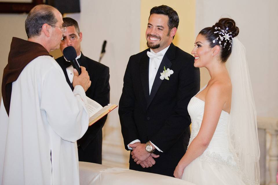 Maria and Julian's destination wedding at the Cathedral of Old San Juan in San Juan, Puerto Rico. Reception at Casa de Olimpica | Ceremony