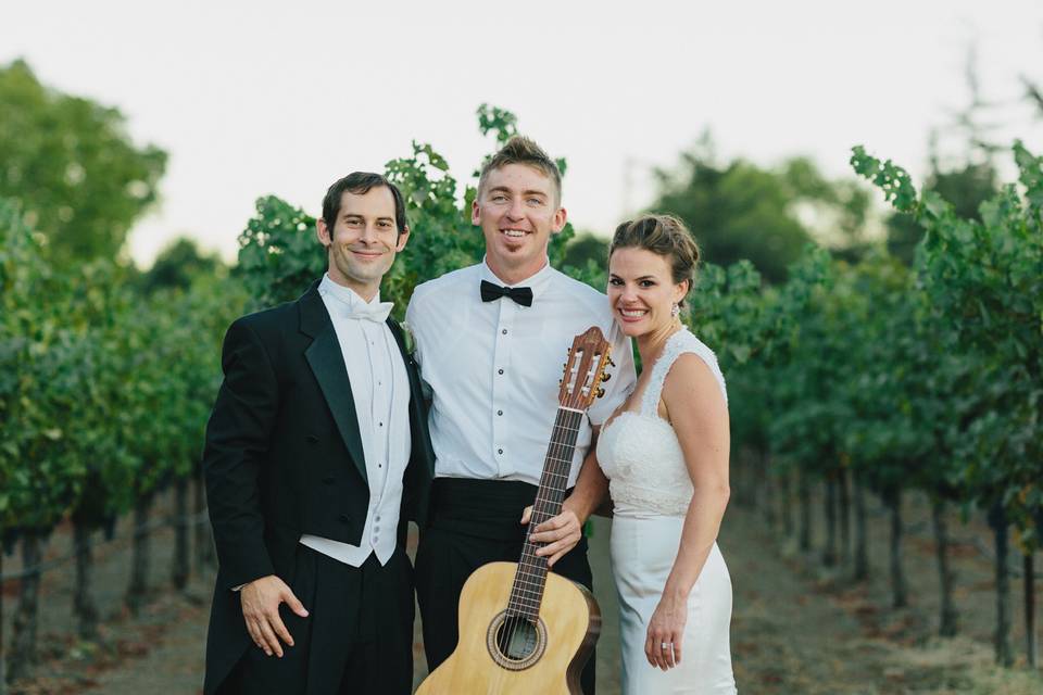 Newlyweds with musician